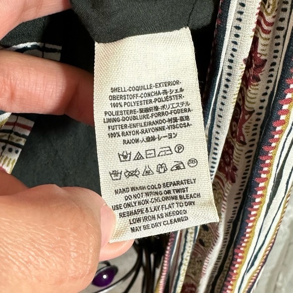 Free People Pebble Rain balloon sleeve printed mini boho dress size XS - Picture 13 of 13